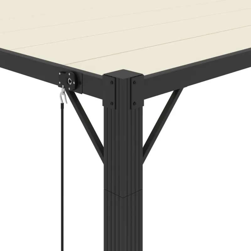 Pavėsinė su žaliuzių stogu, kreminė, 3x3m, audinys/aliuminis