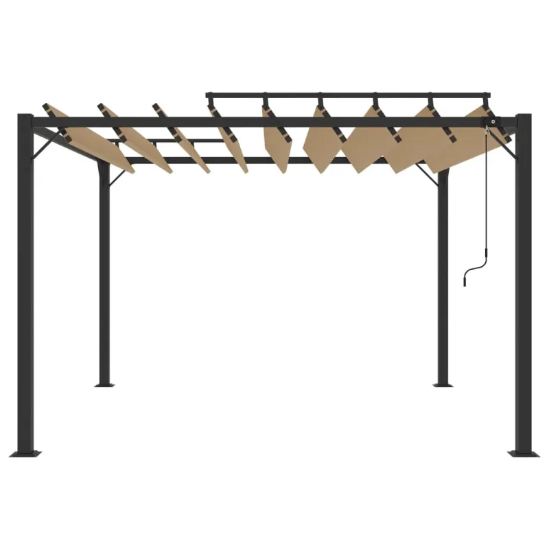 Pavėsinė su žaliuzių stogu, taupe, 3x3m, audinys/aliuminis