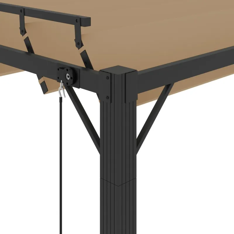 Pavėsinė su žaliuzių stogu, taupe, 3x3m, audinys/aliuminis