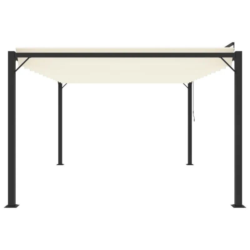 Pavėsinė su žaliuzių stogu, kreminė, 3x4m, audinys/aliuminis