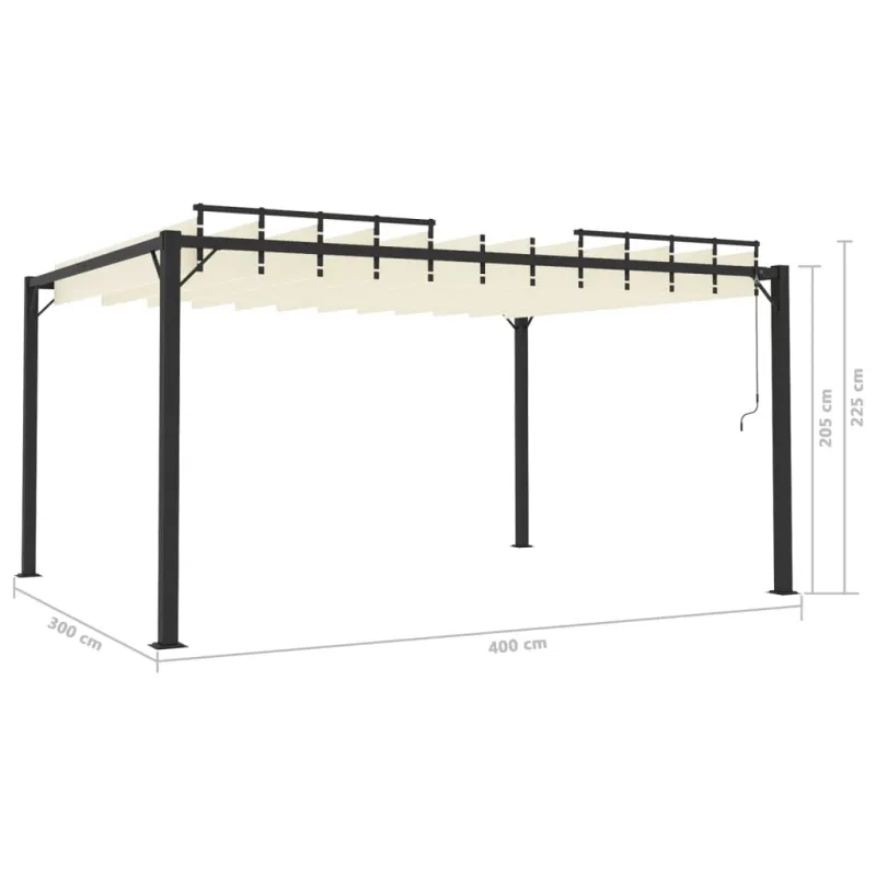 Pavėsinė su žaliuzių stogu, kreminė, 3x4m, audinys/aliuminis