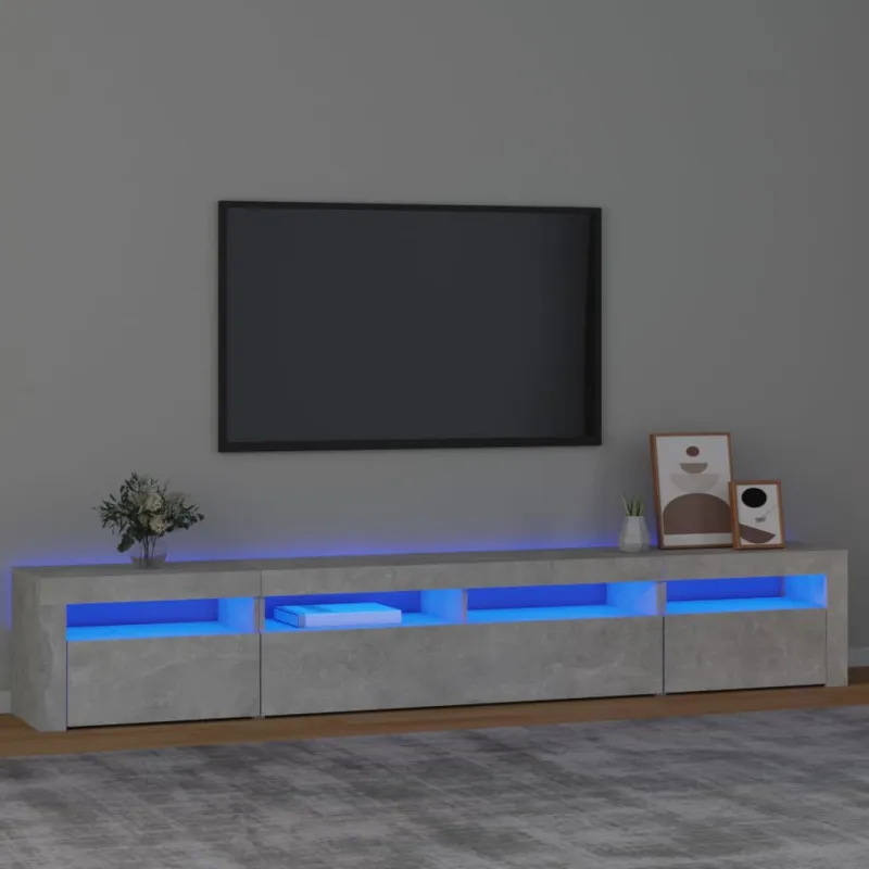 TV spintelė su LED apšvietimu, betono pilka, 240x35x40cm
