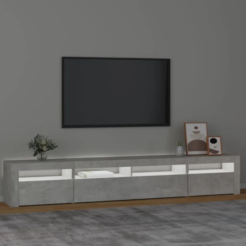 TV spintelė su LED apšvietimu, betono pilka, 240x35x40cm