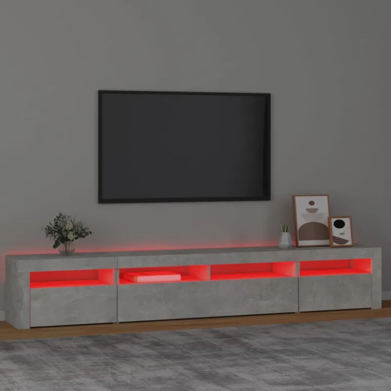 TV spintelė su LED apšvietimu, betono pilka, 240x35x40cm