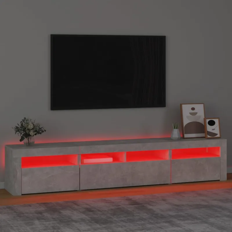 TV spintelė su LED apšvietimu, betono pilka, 210x35x40cm