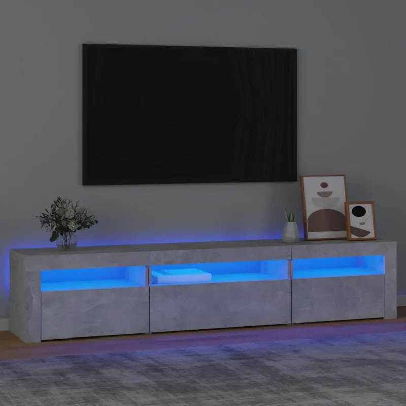 TV spintelė su LED apšvietimu, betono pilka, 195x35x40cm