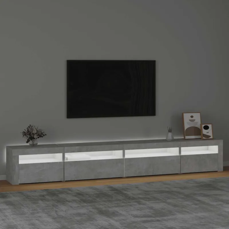 TV spintelė su LED apšvietimu, betono pilka, 270x35x40cm
