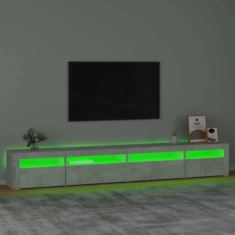 TV spintelė su LED apšvietimu, betono pilka, 270x35x40cm