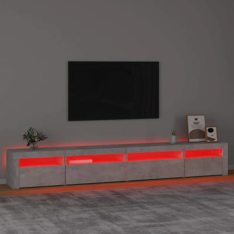 TV spintelė su LED apšvietimu, betono pilka, 270x35x40cm
