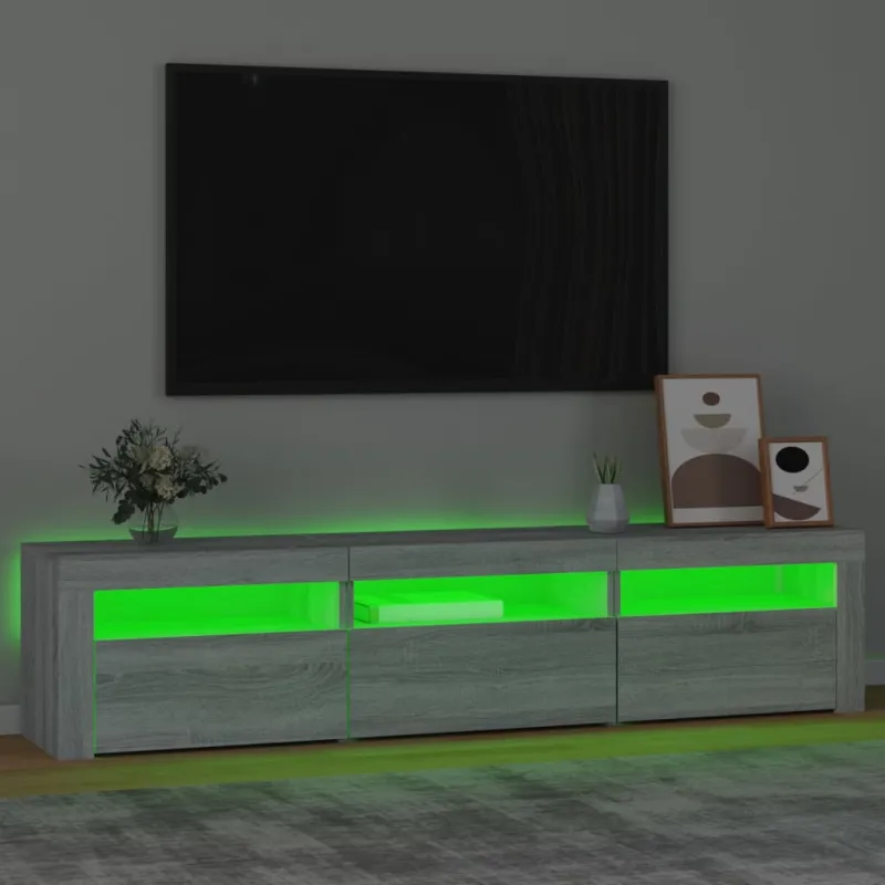 Televizoriaus spintelė su LED, pilka ąžuolo, 180x35x40cm