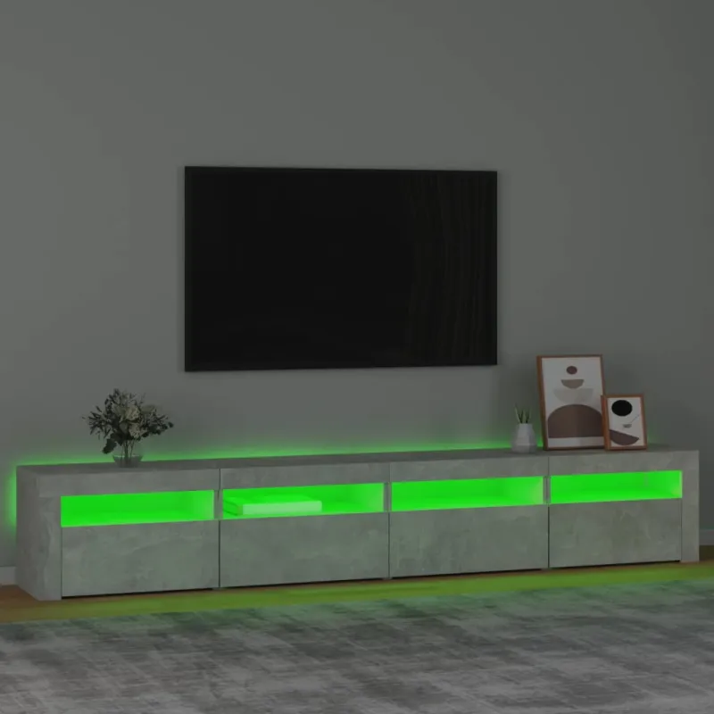 TV spintelė su LED apšvietimu, betono pilka, 240x35x40cm