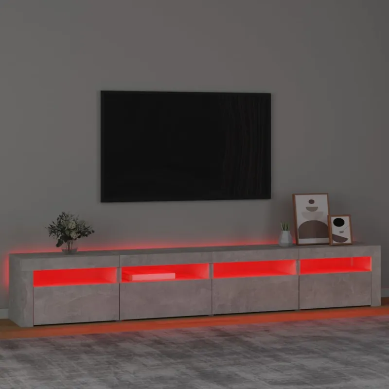 TV spintelė su LED apšvietimu, betono pilka, 240x35x40cm
