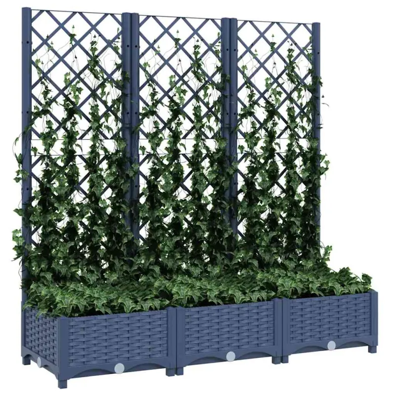 Sodo lovelis su treliažu, mėlyna pilkas, 120x40x121,5cm, PP