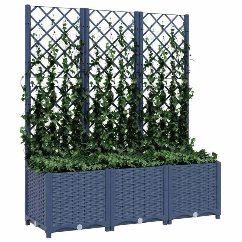 Sodo lovelis su treliažu, mėlyna pilkas, 120x40x136cm, PP
