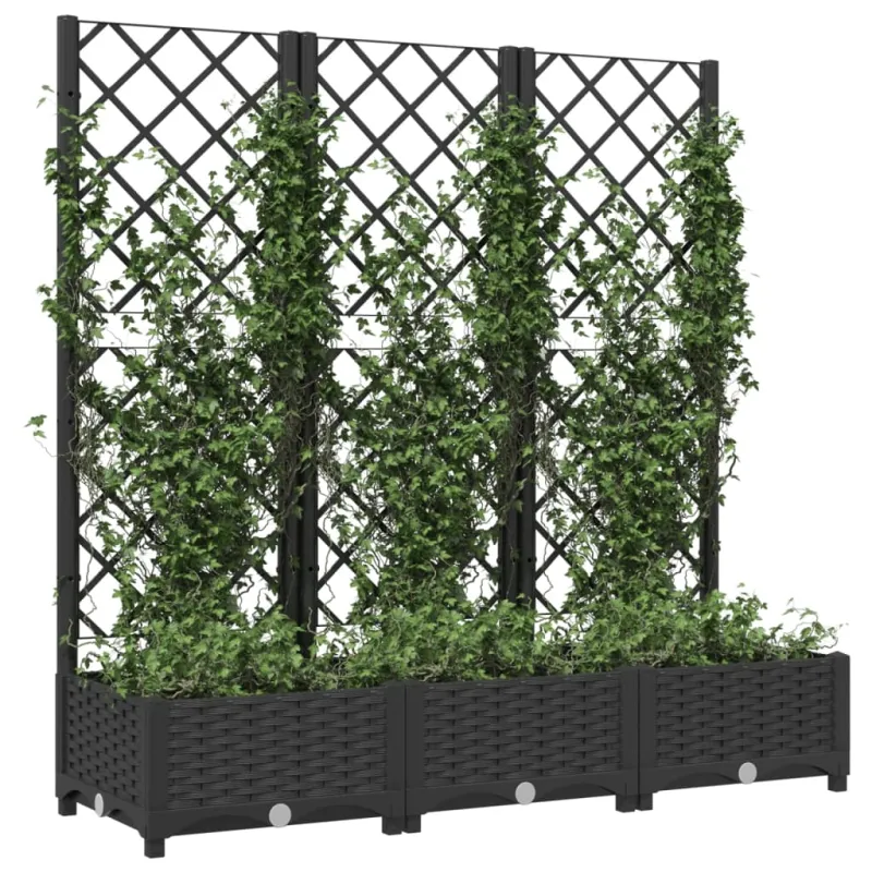 Sodo vazonas su grotelėmis, juodas, 120x40x121,5 cm, PP