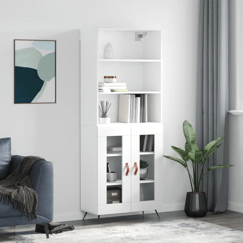Komoda, baltos spalvos, 69,5x34x180cm, apdirbta mediena