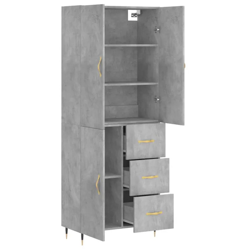 Komoda, betono pilkos spalvos, 69,5x34x180cm, apdirbta mediena