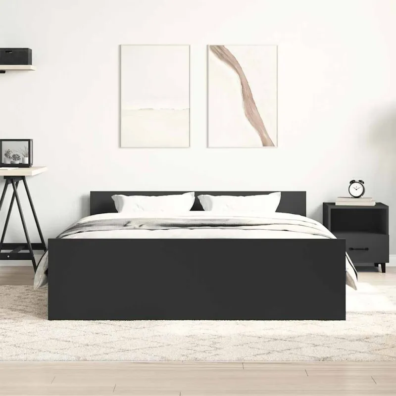 Lovos rėmas su galvūgaliu ir kojūgaliu, juodas, 135x190cm