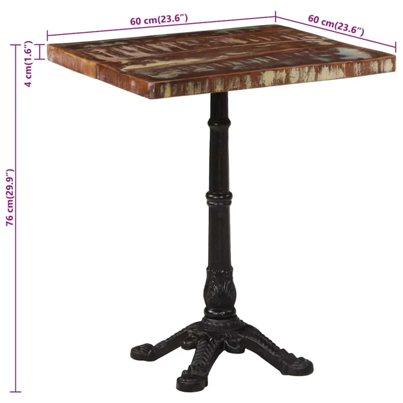 Bistro staliukas, 60x60x76cm, perdirbtos medienos masyvas