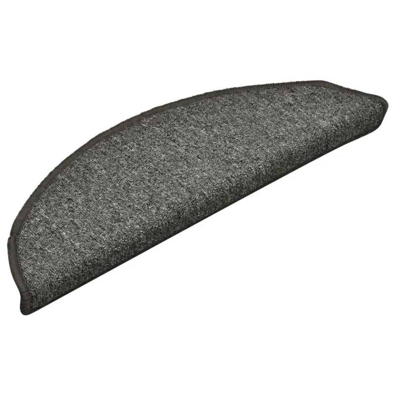Laiptų kilimėliai, 15 vnt., 56x17x3 cm, tamsiai pilki, pusapvaliai