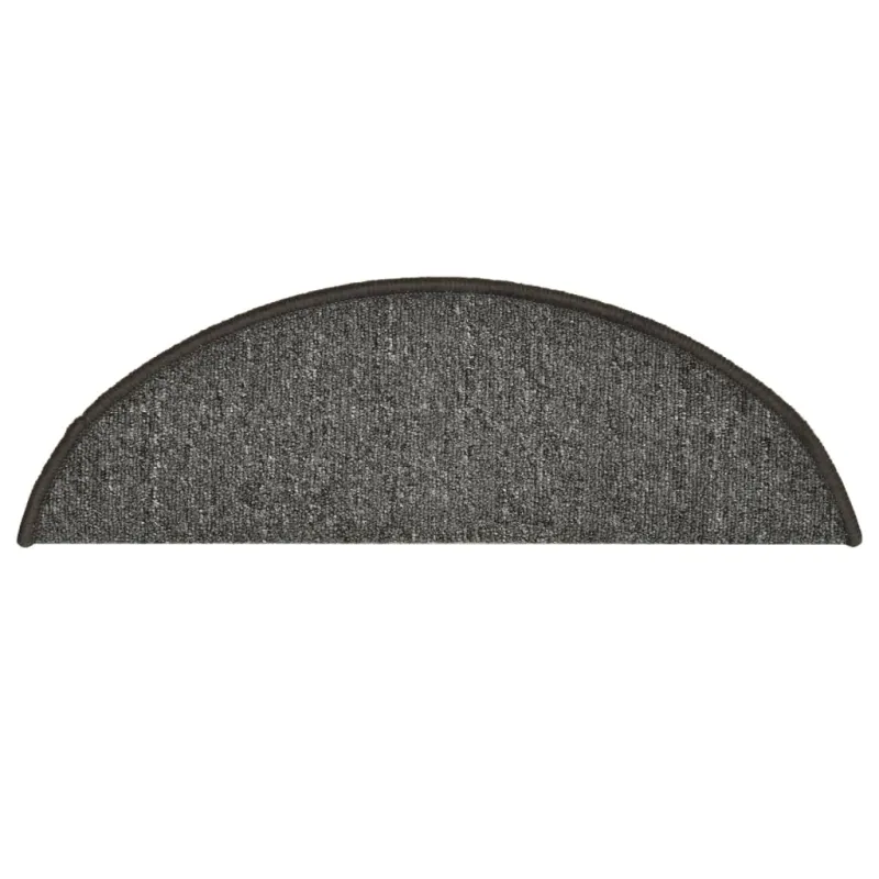 Laiptų kilimėliai, 15 vnt., 56x17x3 cm, tamsiai pilki, pusapvaliai