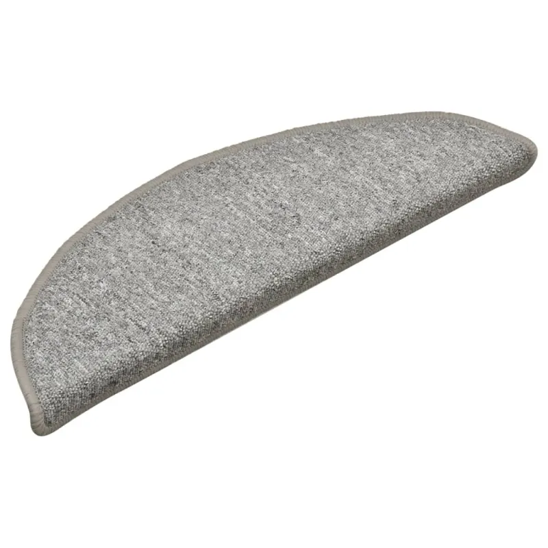 Laiptų kilimėliai, 15 vnt., 56x17x3 cm, šviesiai pilki, pusapvaliai
