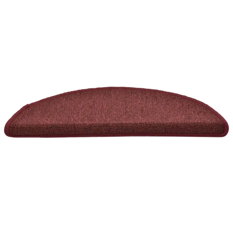 Laiptų kilimėliai, 15 vnt., 56x17x3 cm, bordo spalvos, pusapvaliai