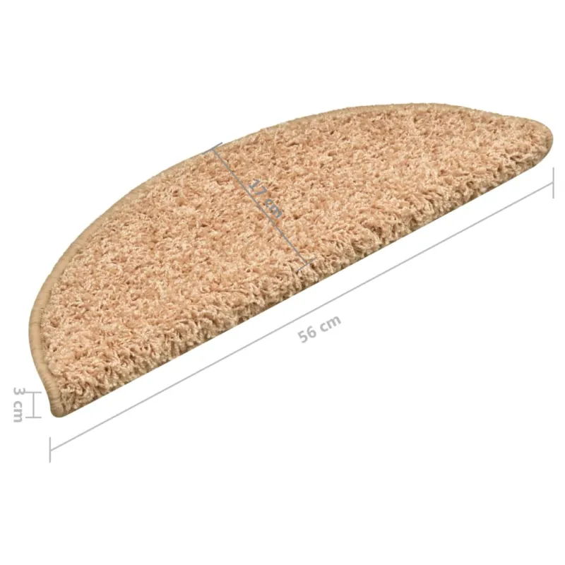 Laiptų kilimėliai, 15 vnt., 56x17x3 cm, aukso spalvos, pusapvaliai