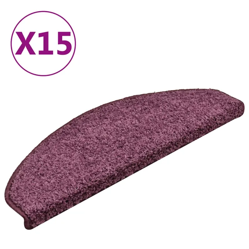Laiptų kilimėliai, 15 vnt., 65x21x4 cm, tamsiai violetiniai, pusapvaliai, dideli