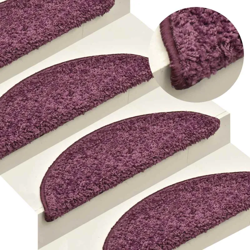 Laiptų kilimėliai, 15 vnt., 65x21x4 cm, tamsiai violetiniai, pusapvaliai, dideli
