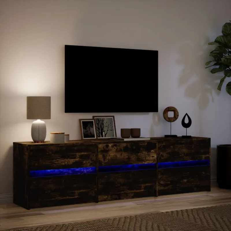 Televizoriaus spintelė su LED, ąžuolo, 180x34x50cm, mediena