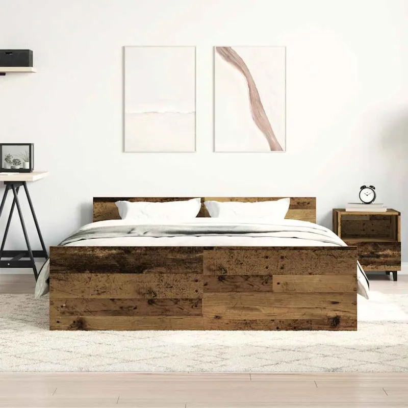 Lovos rėmas be čiužinio, medienos dizaino, 135x190 cm