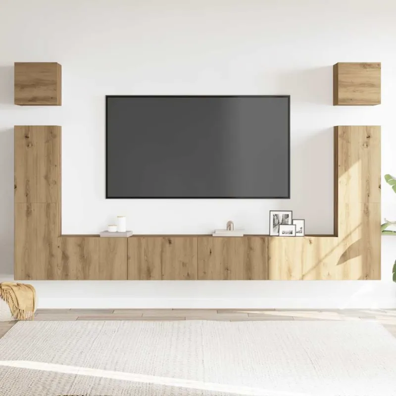 6 dalių sieninis televizoriaus spintelės komplektas Artisan Oak