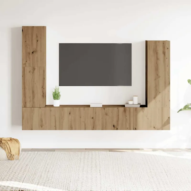 4 dalių sieninis televizoriaus spintelės komplektas Artisan Oak