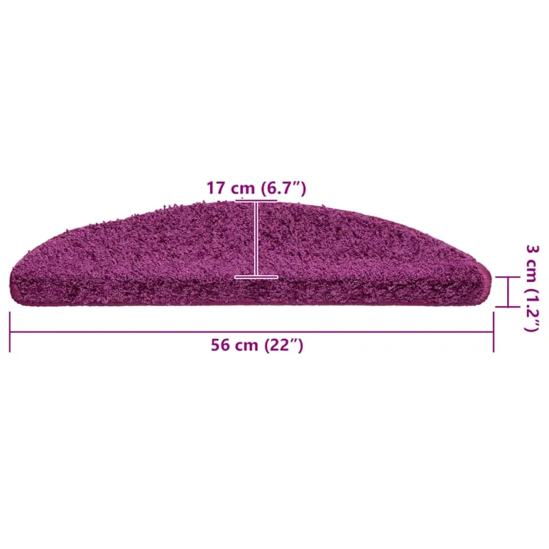 Laiptų kilimėliai, 30 vnt., 56x17x3 cm, violetiniai, pusapvaliai
