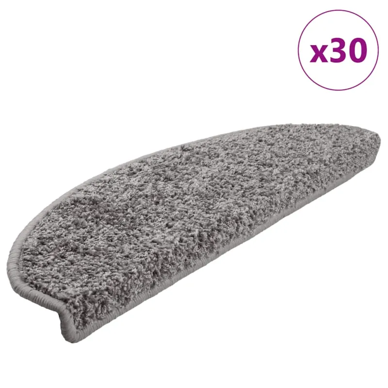 Laiptų kilimėliai, 30 vnt., pilki, 65x21x4 cm, dideli, pusapvaliai