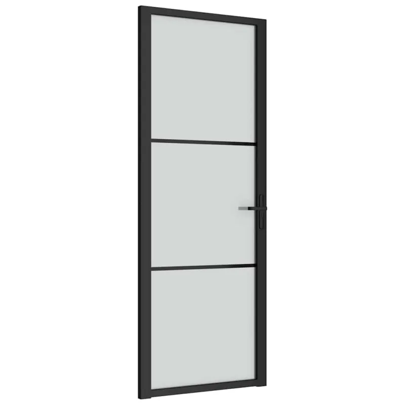 Vidaus durys, juodos, 76x201,5cm, matinis stiklas ir aliuminis
