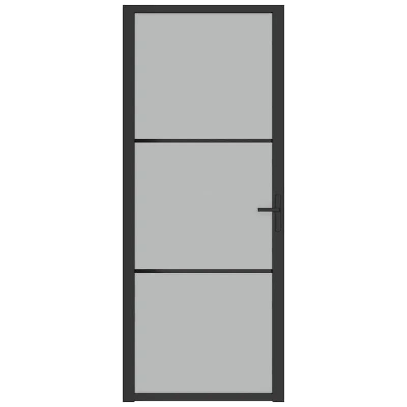Vidaus durys, juodos, 83x201,5cm, matinis stiklas ir aliuminis