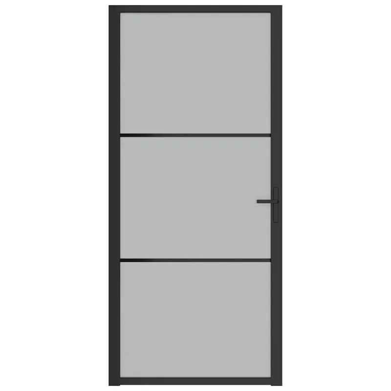 Vidaus durys, juodos, 93x201,5cm, matinis stiklas ir aliuminis
