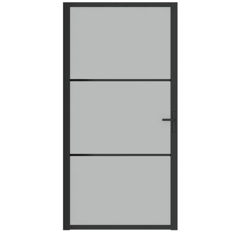 Vidaus durys, juodos, 102,5x201,5cm, matinis stiklas/aliuminis