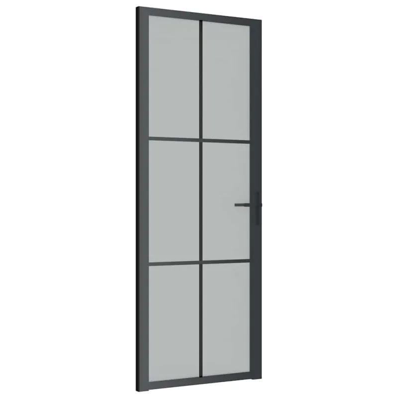 Vidaus durys, juodos, 76x201,5cm, matinis stiklas ir aliuminis