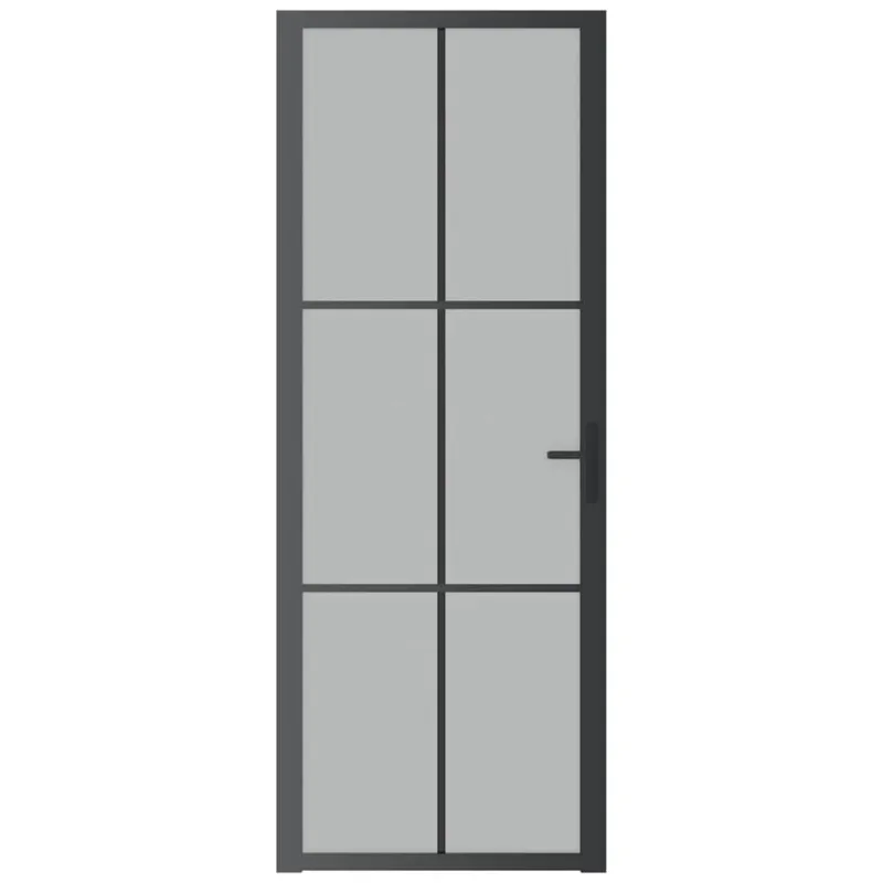 Vidaus durys, juodos, 76x201,5cm, matinis stiklas ir aliuminis