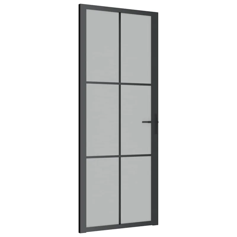 Vidaus durys, juodos, 83x201,5cm, matinis stiklas ir aliuminis