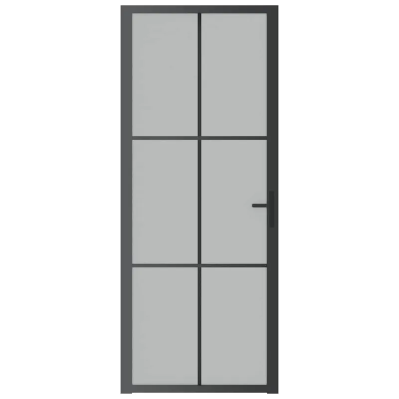Vidaus durys, juodos, 83x201,5cm, matinis stiklas ir aliuminis