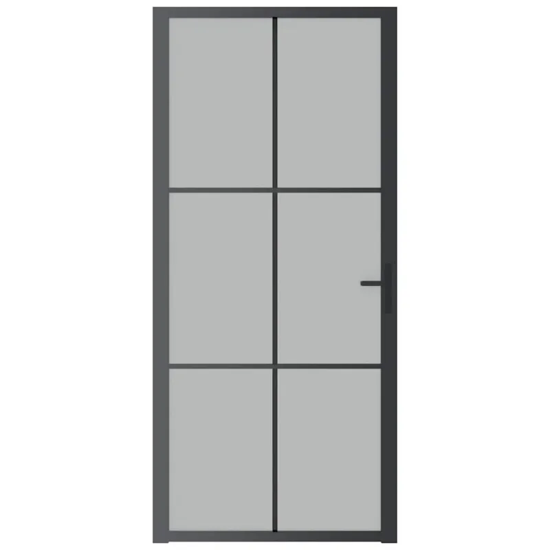 Vidaus durys, juodos, 93x201,5cm, matinis stiklas ir aliuminis
