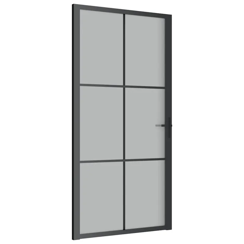 Vidaus durys, juodos, 102,5x201,5cm, matinis stiklas/aliuminis