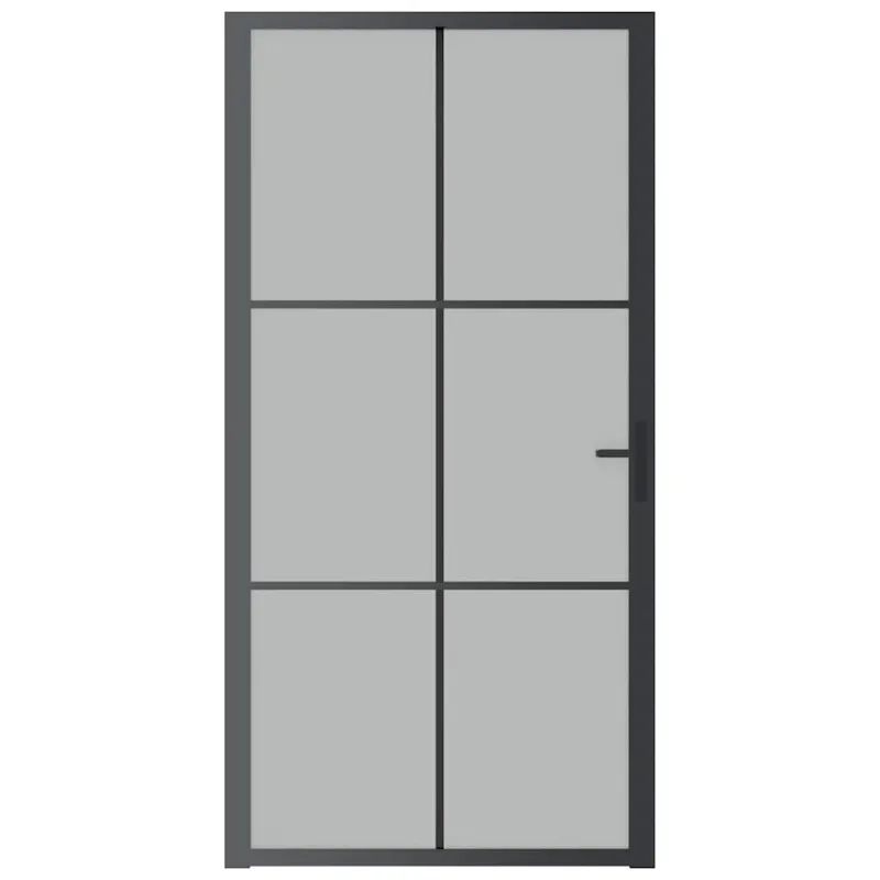 Vidaus durys, juodos, 102,5x201,5cm, matinis stiklas/aliuminis