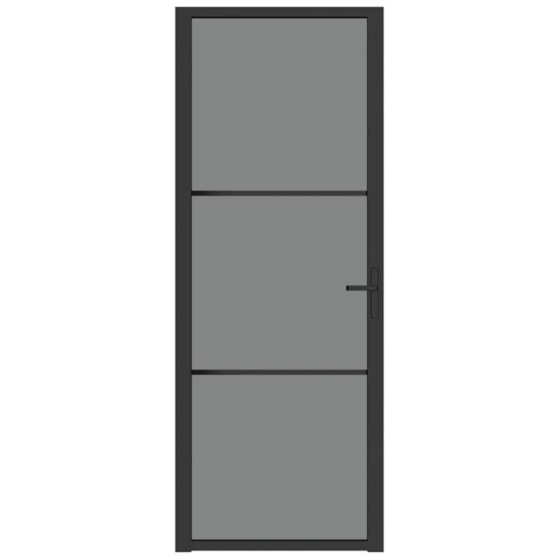 Vidaus durys, juodos, 76x201,5cm, ESG stiklas ir aliuminis