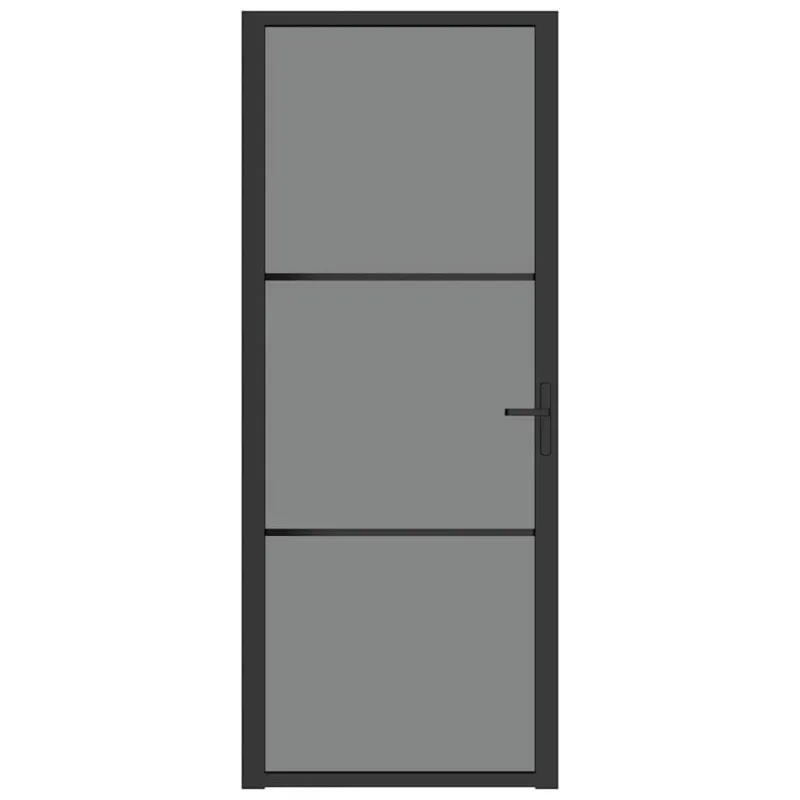 Vidaus durys, juodos, 83x201,5cm, ESG stiklas ir aliuminis