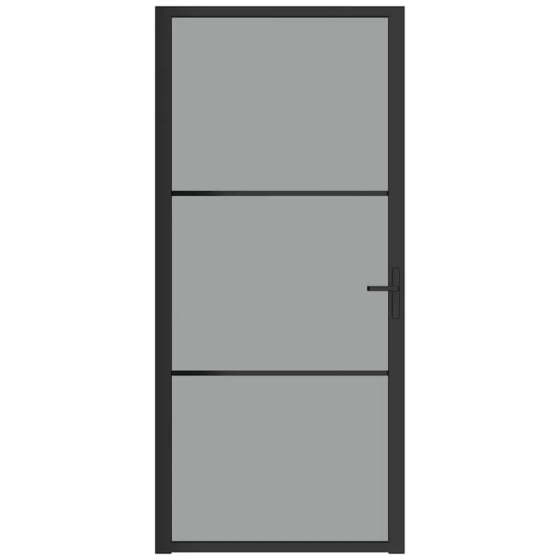 Vidaus durys, juodos, 93x201,5cm, ESG stiklas ir aliuminis